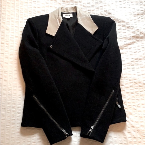 Helmut Lang wool and leather Motto /Biker Jacket ~ S/XS - Picture 1 of 7
